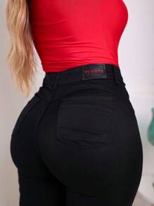 Calça Jeans Feminina Preta Cintura Alta com muita Lycra