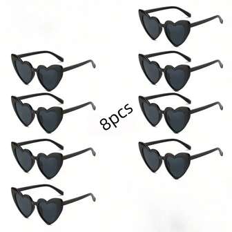 家居/居家生活/活動和派對用品/派對飾品/派對帽/8入組婚禮派對和日常旅行裝飾用的心形太陽眼鏡