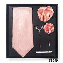 AlanKing 一套男士领带、口袋巾和新郎胸针，适合正式商务和婚礼装饰，学校情人节情人节男士领带