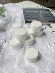 10 件白色 10 克容量化妝品霜罐，旅行瓶乳液，面膜，身體霜霜容器霜罐浴室旅行露營大學宿舍戶外商務學生女士女孩旅行配件返校用品宿舍必需品旅行容器