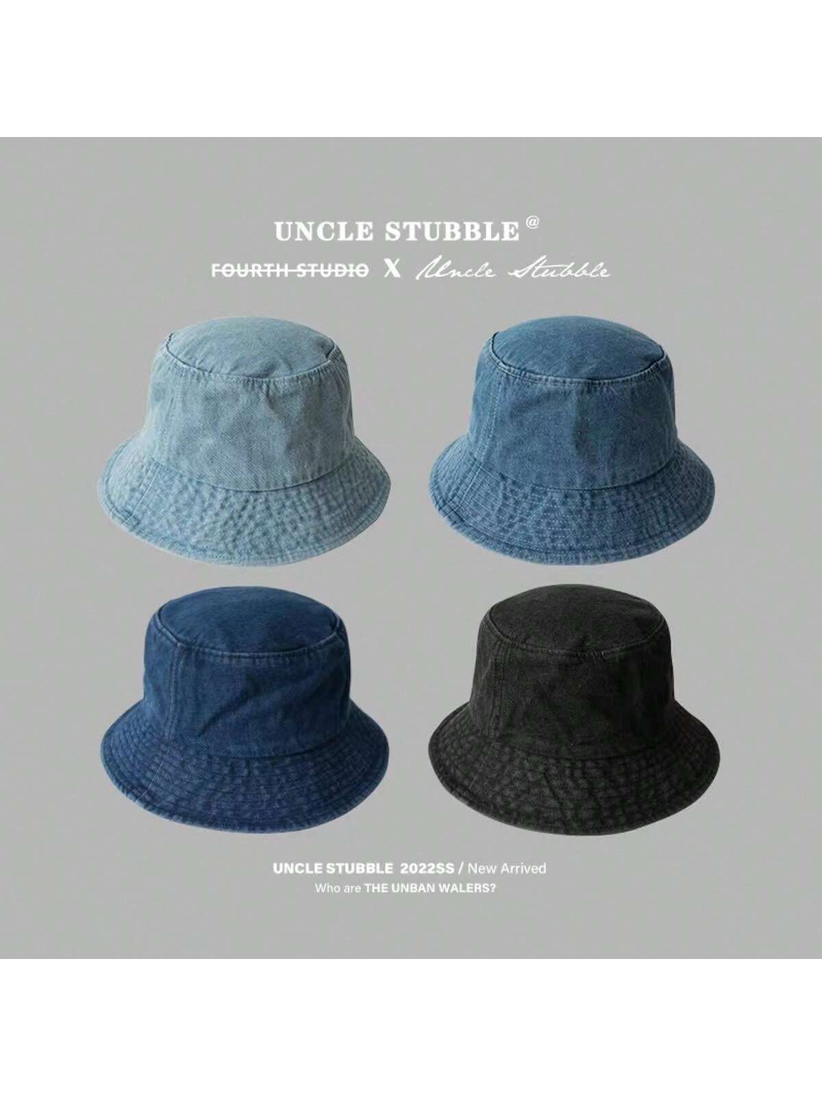 قبعة دلو جينز على الطراز الياباني للنساء، ذات حافة...