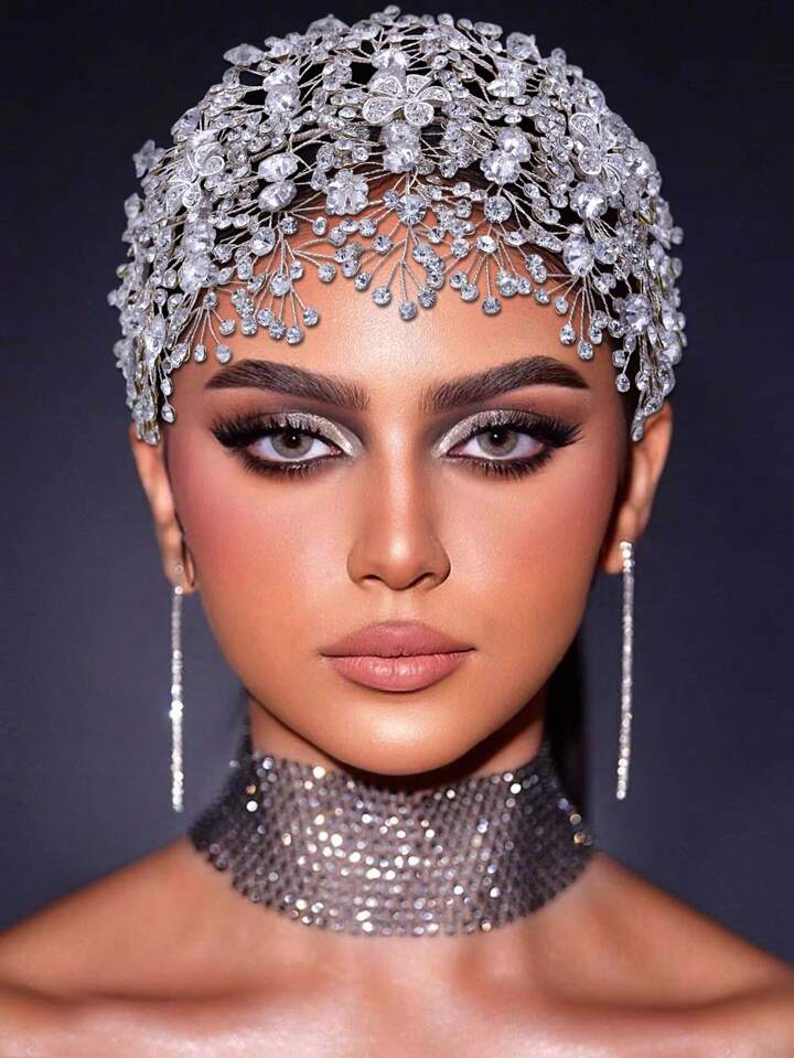 One Luxurious Wedding Headband Floral Rhinestone Bridal Headpiece For Women Ideal For Wedding Party And Stage Gathering Tiaras