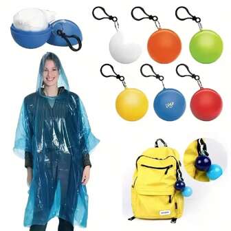 Portable Raincoat Ball, boule de Poncho jetable et extra épais, mini boule de Poncho compressé, couleur aléatoire