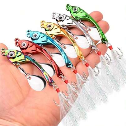 Fishing Lure - 6 Colors Metal Vib Diving & Rotating Metal Fishing Spoon & Spinner For Sea Fishing, 6pcs/Set