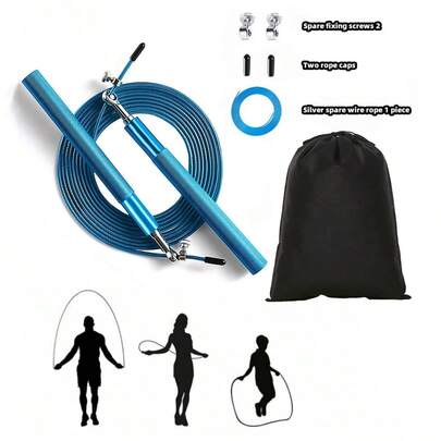 2024 Nuova Corda per saltare regolabile in velocità con maniglie in lega di alluminio antiscivolo e cuscinetti a sfera rotanti a 360°, ideale per l'allenamento brucia grassi, allenamento crossfit, MMA boxe fitness, esercizio (Include borsa da trasporto, 2 viti di ricambio, 2 tappi per corda, 1 corda in acciaio per saltare) Accessori palestra, Sport, Palestra, Esercizio domestico, Corda per saltare, Corda per saltare