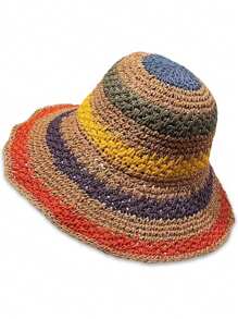 1pc New Korean Style Multicolor Foldable Sun Crochet Hat For Beach, Travel And Vacation Boho