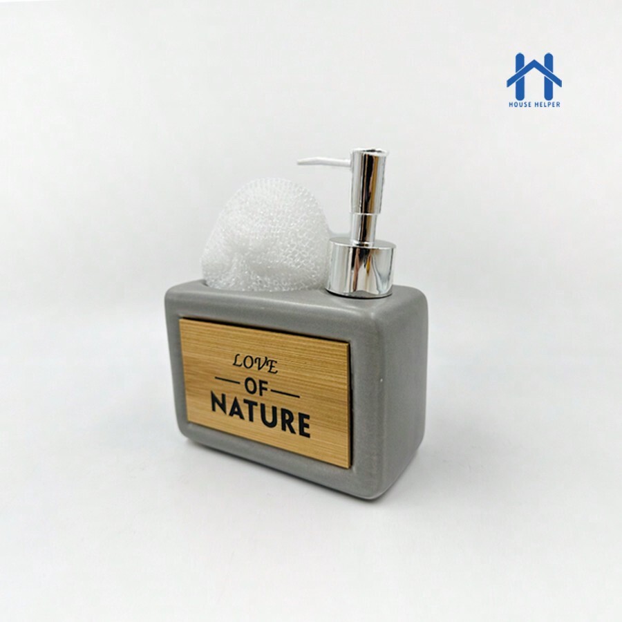 Liquid Soap Dispenser 480ml With Ceramic Sponge And Silver Valve For