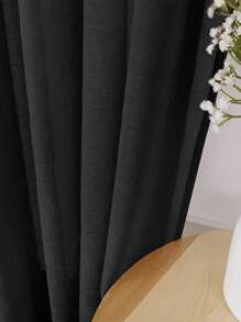 2 tấm rèm cửa voan mỏng màu trơn, tấm rèm cửa sổ bằng vải voan nhẹ có thể tháo rời cho phòng ngủ và phòng khách - màu đen - Xem 4