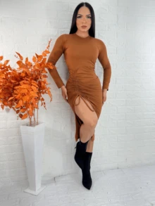 Women Dresses - 鏽棕色 - 查看 2