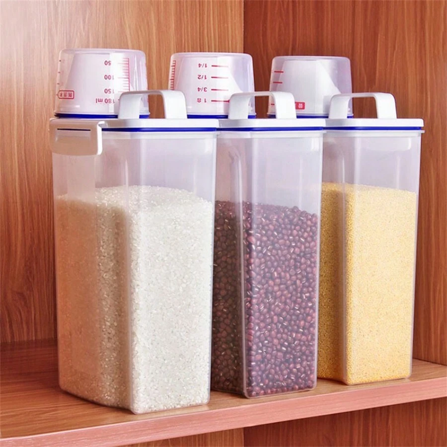 Pote com Copo Medidor Hermético Bico Dosador Cozinha Lavanderia Multiuso 2L