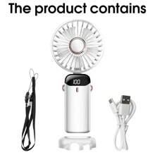 1 件可充电显示迷你便携式可折叠桌面和挂式小风扇，5 种风速 5 个叶片安静