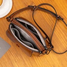 Multi-Layer Mini Crossbody Bag, Fashionable PU Leather Shoulder Bag, Women Vintage Handbag And Wallet - Brown - View 4