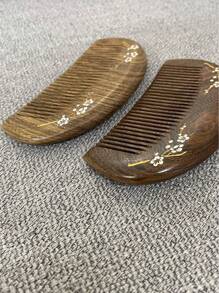 1入組隨機顏色自然金色絲綢檀香梳，防靜電頭部按摩經典梳子，造型梳，紀錄健康按摩小梳刷男女通用梳子，適用於捲髮和頭髮刷 - 棕色 - 查看 6