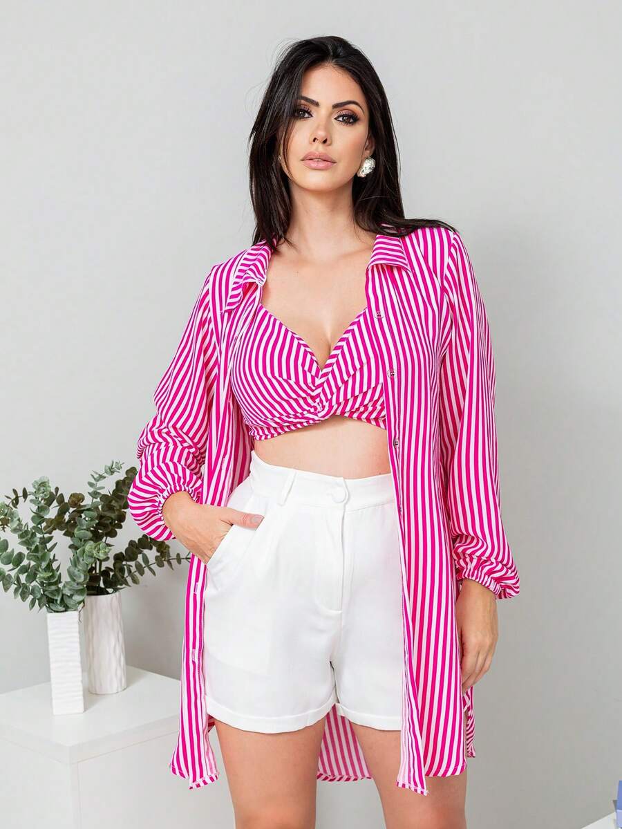 Women Two-Piece Outfits - Màu Hồng Tươi - Xem 1