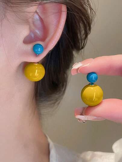 Andkiss 1pair Fashionable Ball Decor Earring Jackets For Women For Daily Decoration