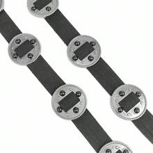 1入式齒輪朋克復古風格流蘇珠飾金屬裝飾腰帶,適用於牛仔褲街頭風格 - 黑色 - 查看 4