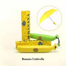 1入組時尚創意芳香傘，新奇香蕉水果圖案，防曬旅行傘，公主和女學生禮物 - 黃色 - 查看 9