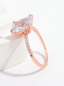 1個優雅浪漫的大人工方形石頭雞尾酒戒指,附925純銀戒指帶,適合訂婚、派對、婚禮、約會和送禮 - 玫瑰金 - 查看 9