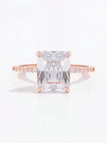 1個優雅浪漫的大人工方形石頭雞尾酒戒指,附925純銀戒指帶,適合訂婚、派對、婚禮、約會和送禮 - 玫瑰金 - 查看 4