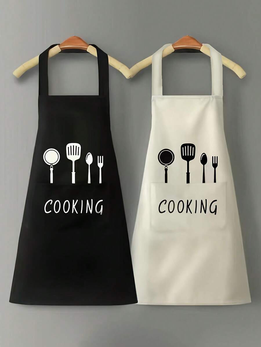 1 Pc Durable Chef's Apron- Waterproof, Oil-Resistant With Pockets- Unisex Kitchen Wear,Stylish Protection For Cooking Enthusiasts