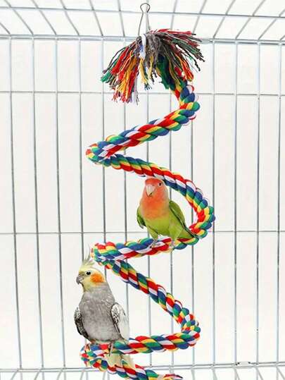 1pc Colorful Parrot Perch Stand Toy Toy With Stretchable Function For Bird Cage