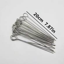 10 pièces Brochettes de barbecue en acier inoxydable de 20cm, pour friteuse à air, four, poêle, barbecue, pique-nique, camping, jardin, patio, extérieur, vacances, fêtes, décoration d'extérieur de jardin.