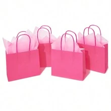 24 包迷你小巧粉红色纸质礼品袋，带手柄，6x5x2.5 英寸（15.5 厘米宽 x 12.7 厘米高 x 6.5 厘米深），含 24 张粉红色薄纸，适用于情人节、母亲节、婚礼、订婚、单身派对、新娘送礼会、主题生日派对礼品、糖果、零食、公主主题派对迷你粉红色派对袋、周年纪念、DIY 工艺品、小型企业微型粉红色商品袋 - 查看 7