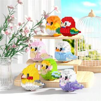 Un set de juguetes de bloques de construcción con modelo de loro, bloques de construcción de partículas de microtamaño, un juguete que ejercita los dedos y la habilidad de pensar, adecuado para principiantes en bloques de construcción de regalo. Hay 7 estilos para elegir, como loro rey kong y loro fénix negro. Decoración de habitación
