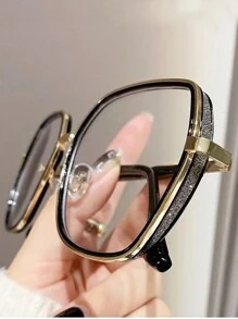 1 副女士金属框架透明镜片眼镜，适合日常佩戴 - 彩色 - 查看 8