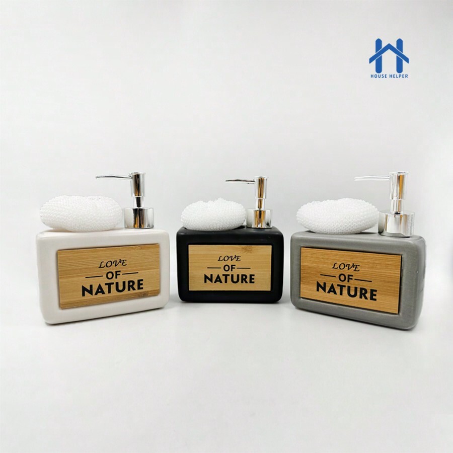 Liquid Soap Dispenser 480ml With Ceramic Sponge And Silver Valve For