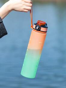 A 1000ml Frosted Cup With Straw, Gradient Large Capacity Water Bottle Suitable For Outdoor Sports, Travel, Camping And Business Trips, Plastic Cup With Straw, Birthday Gift - 1000ml - View 3