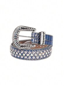 水钻腰带，西式设计，镶嵌皮革腰带，适合男孩和女孩牛仔裤休闲、商务、男朋友、丈夫、父亲、爸爸男士礼物、日常穿着、时尚、青少年、户外、度假、运动、旅行、街头、波西米亚风、复古秋季、秋季、万圣节秋冬配饰，适合青少年、青年、男士、休闲、户外、运动、度假、毕业礼物、生日、日常穿着