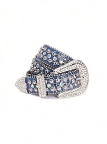 水钻腰带，西式设计，镶嵌皮革腰带，适合男孩和女孩牛仔裤休闲、商务、男朋友、丈夫、父亲、爸爸男士礼物、日常穿着、时尚、青少年、户外、度假、运动、旅行、街头、波西米亚风、复古秋季、秋季、万圣节秋冬配饰，适合青少年、青年、男士、休闲、户外、运动、度假、毕业礼物、生日、日常穿着