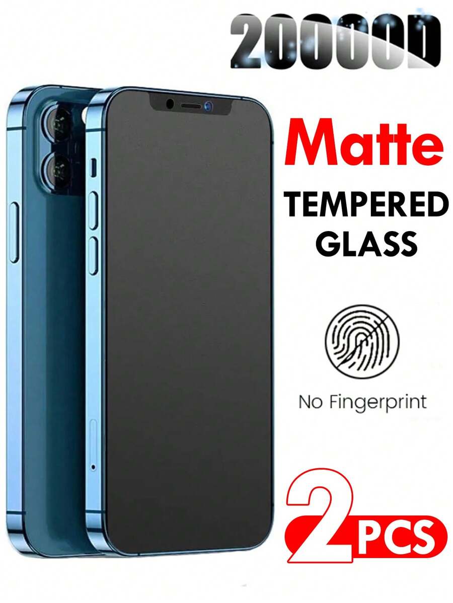 2 piezas de vidrio templado mate de cobertura total compatible con iPhone [sensibilidad táctil] [antihuellas] compatible con iPhone 16/16 Plus/16 Pro/16 Pro Max/15/15Pro/15 Plus/15 Pro Max/14/13/12/11