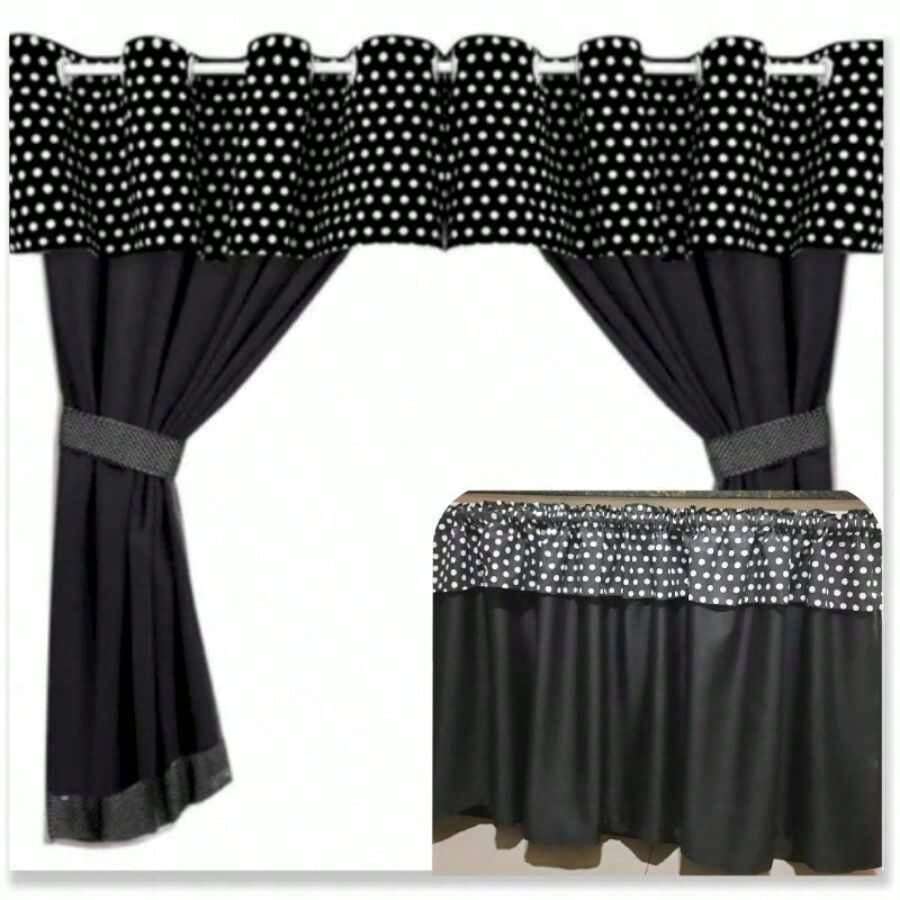 Kitchen Window Curtains - màu đen - Xem 1