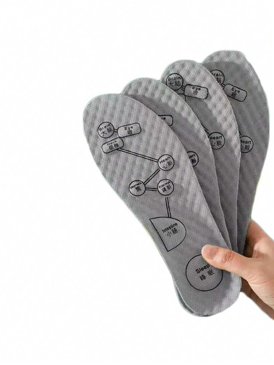 Wormwood Insoles Foot Acupressure Insole Men Women Sports Cushion Inserts Sweat-Absorbing Deodorant Massage Insole ShoePads - Grey - View 1