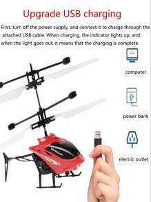 Unique Induction Of Aircraft And Helicopter Children's Outdoor Flying Rc Aircraft, Induction Double Point Hovering Helicopter, Anti-Fall Charging Light Aircraft - Multicolor - View 5