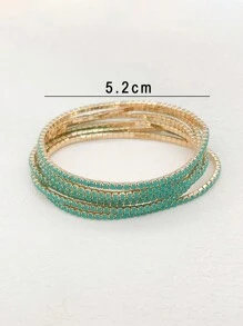 6pcs/Set Acrylic Rhinestone Candy-Colored Women Elastic Bracelets, Fashion Accessory For Party, Holiday, Spring