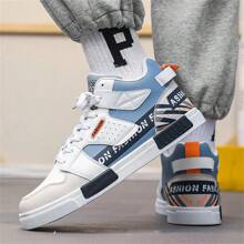 Verão Novos Sapatos Masculinos Grandes de Tênis Esportivos de Cano Alto Versáteis e Estilosos de Estudantes Casual Tênis Masculinos Confortáveis para Atividades Ao Ar Livre e Uso Diário - Branco e azul - Visão 10