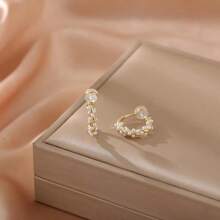 1pair High-End Luxurious Circle Design Faux Pearl & Copper Earrings, Ear Cuffs For Women Without Piercings, Silicone Ear Clips, Birthday Gift