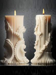 1 pieza Molde de silicona con diseño de cilindro estilo europeo para hacer velas aromáticas personalizadas, manualidades, regalos y decoración