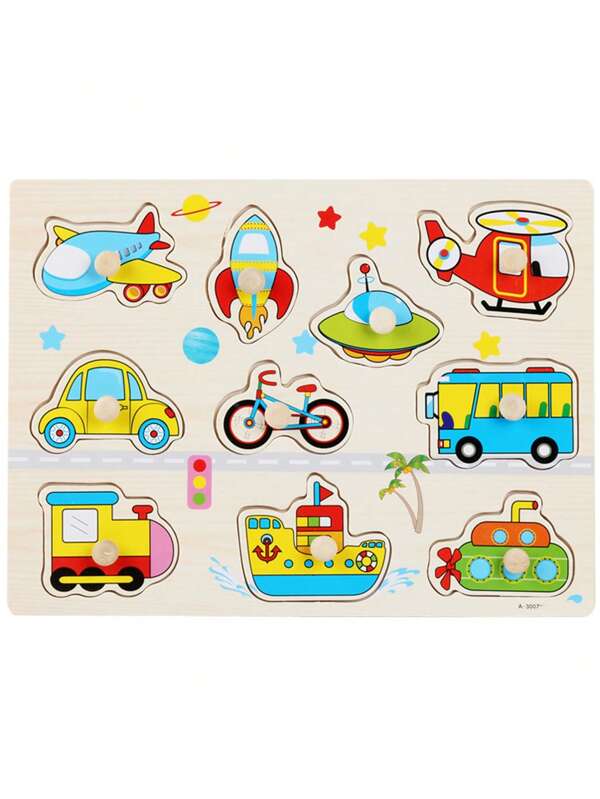 1set Fruit Animal Transportation Shape Puzzle Blocks Educational Toy For Baby Cognitive Development,Puzzles For Kids,Wooden Toy,Baby Jigsaw,Wood Puzzle Wood Educational,Learning Tower,Kids Wooden Toys