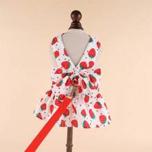 Spring And Summer Pet Dress With Leash Hole - Red - View 11