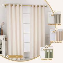 1 Inch Long Curtain Rods, Telescoping Curtain Rod For Windows, Decorative Drapery Rod With Crystal Netted Texture Ends, Black/Gold/Sliver - Luxury Gold - View 8