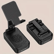ZEALOT Z7 10W 无线音箱，带手机支架，便携式户外低音炮，无线音箱，支持双设备配对，立体声扬声器，增强低音效果。配备充电线，兼容 TF-USB 卡插入，可连接手机/平板电脑/电视。适用于家庭、汽车、户外活动和露营。 - 黑色 - 查看 4