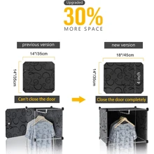 JOESTAR Portable Wardrobe,16 Cube Storage Unit With 3 Clothes Hanging Rails, Plastic Wardrobes Waterproof And Deeper Design, DIY Modular Storage Organizer, Closet For Bedroom Clothes Toys - Grey - View 2