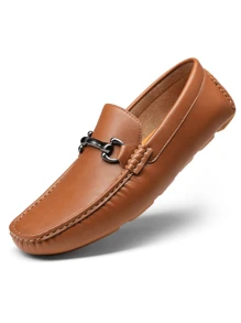 SHOESMALL Men's Brown Slip On Loafers Driving Shoes For Men Casual Penny Dress Loafers - màu nâu - Xem 4