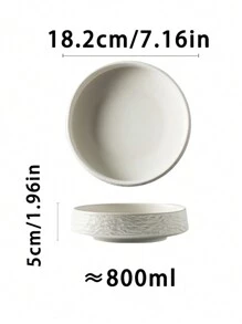 1pc 7-Inch Ceramic Plate With White Japanese Style Rock Pattern, For Salad, Soup And Restaurant,Kitchen,Christmas Gift