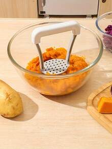 1個/2個/3個手動波浪形馬鈴薯搗碎器，廚房工具，可用於搗碎馬鈴薯、制作嬰兒食品 - 白色 - 查看 2