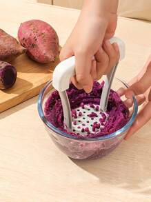 1個/2個/3個手動波浪形馬鈴薯搗碎器，廚房工具，可用於搗碎馬鈴薯、制作嬰兒食品 - 白色 - 查看 1